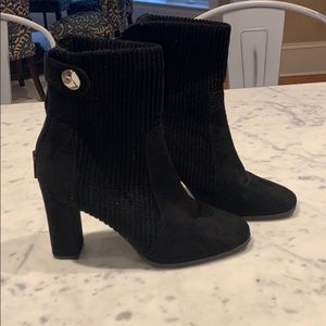 Black faux suede boots